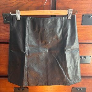 Tattoo Black Faux Leather Mini Skirt XS High Waist Zipper Back Moto Punk Club